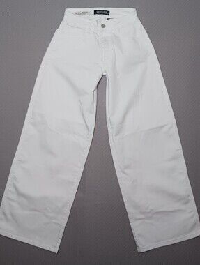 Sweet Look Womens Wide Leg Skater Jeans Size 1 White Denim High Waist 24X31.5